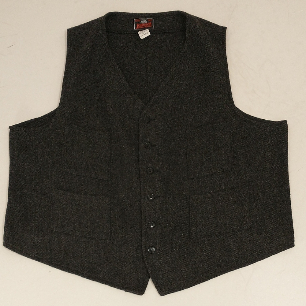 USA Wool Vest Charcoal Gray Herringbone Johnson Woolen Mills Vermont 3x 52"Chest